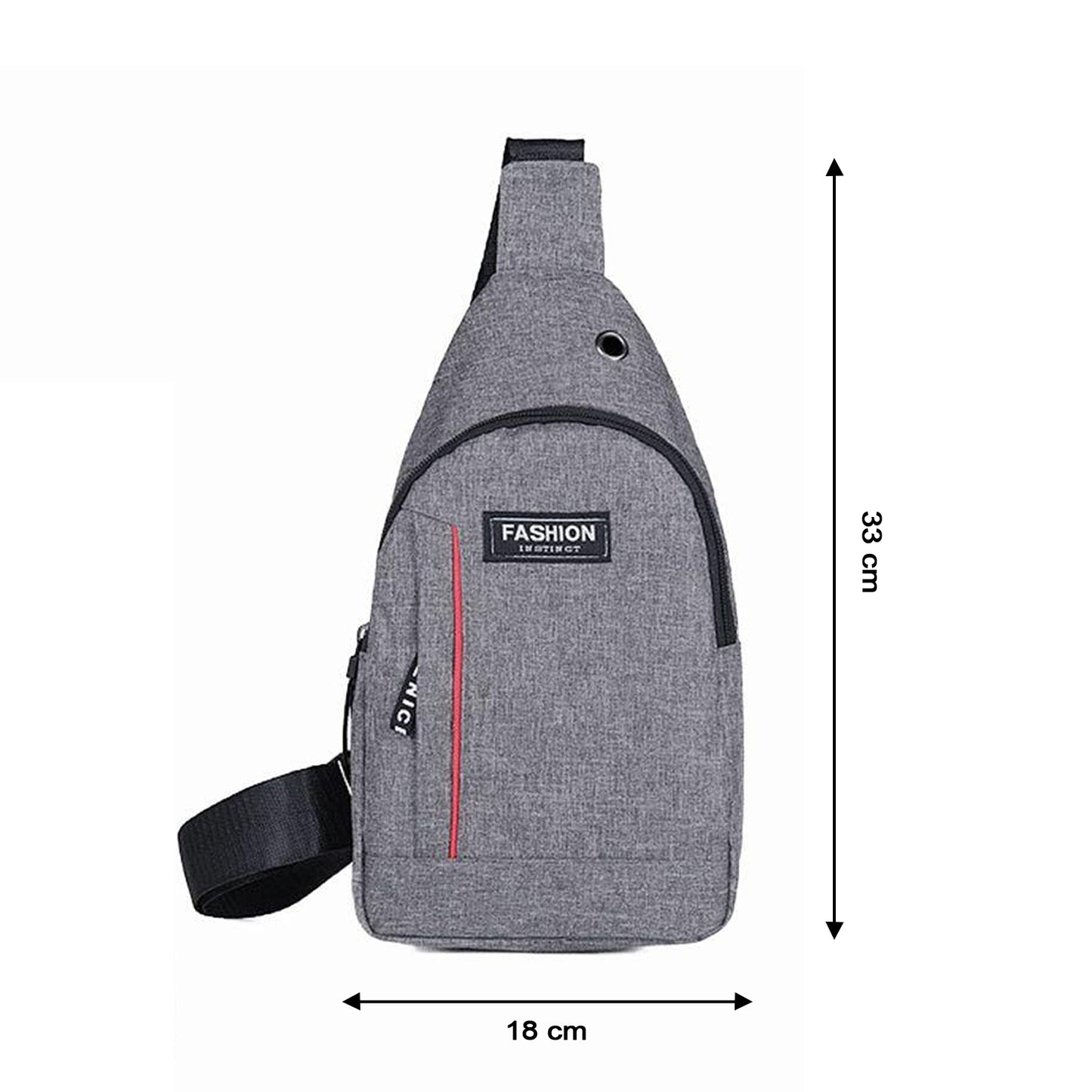 Grey Waterproof Anti-Theft Crossbody Fanny Pack Waist Bag – PU Leather, USB Charging, Earphone Hook, Casual Sling Messenger Bag for Men