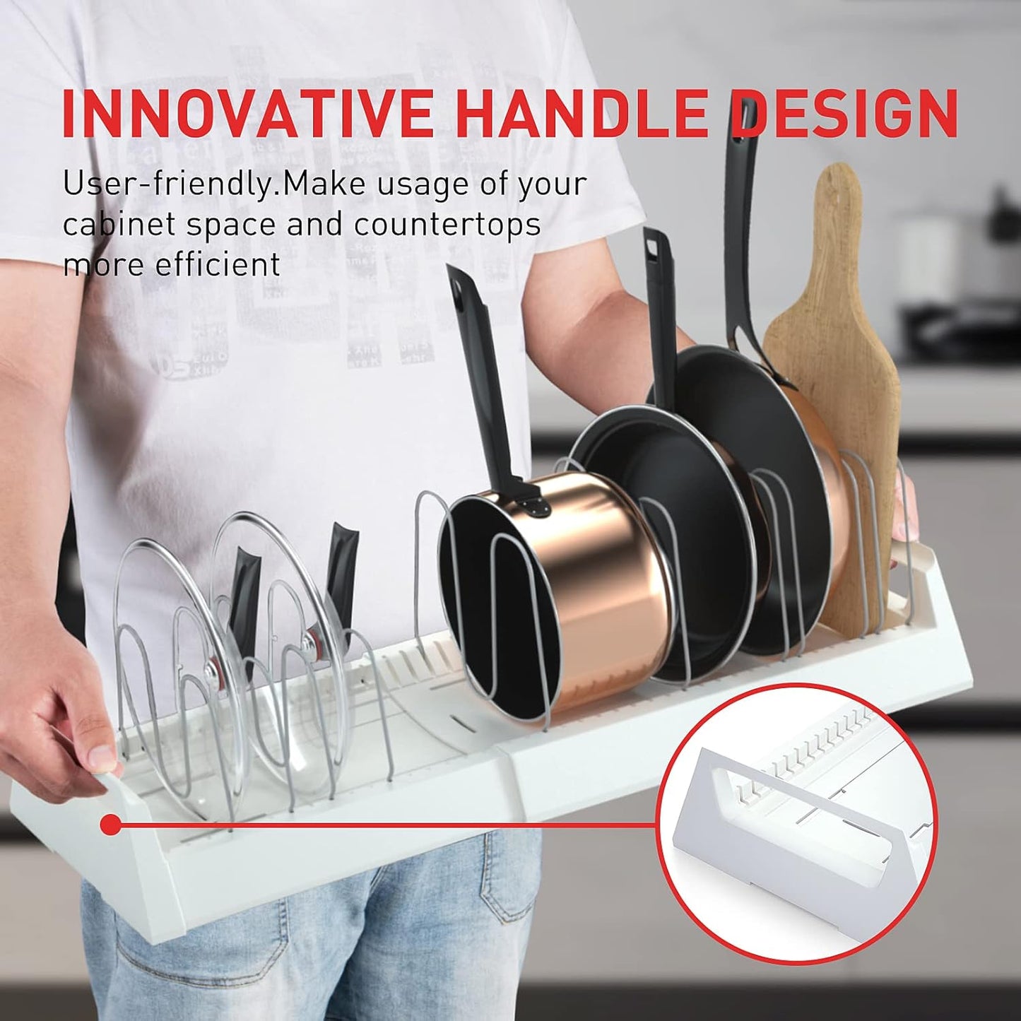 Adjustable Pots & Pans Organizer Rack – Space-Saving Under Cabinet Storage 🏡🔧