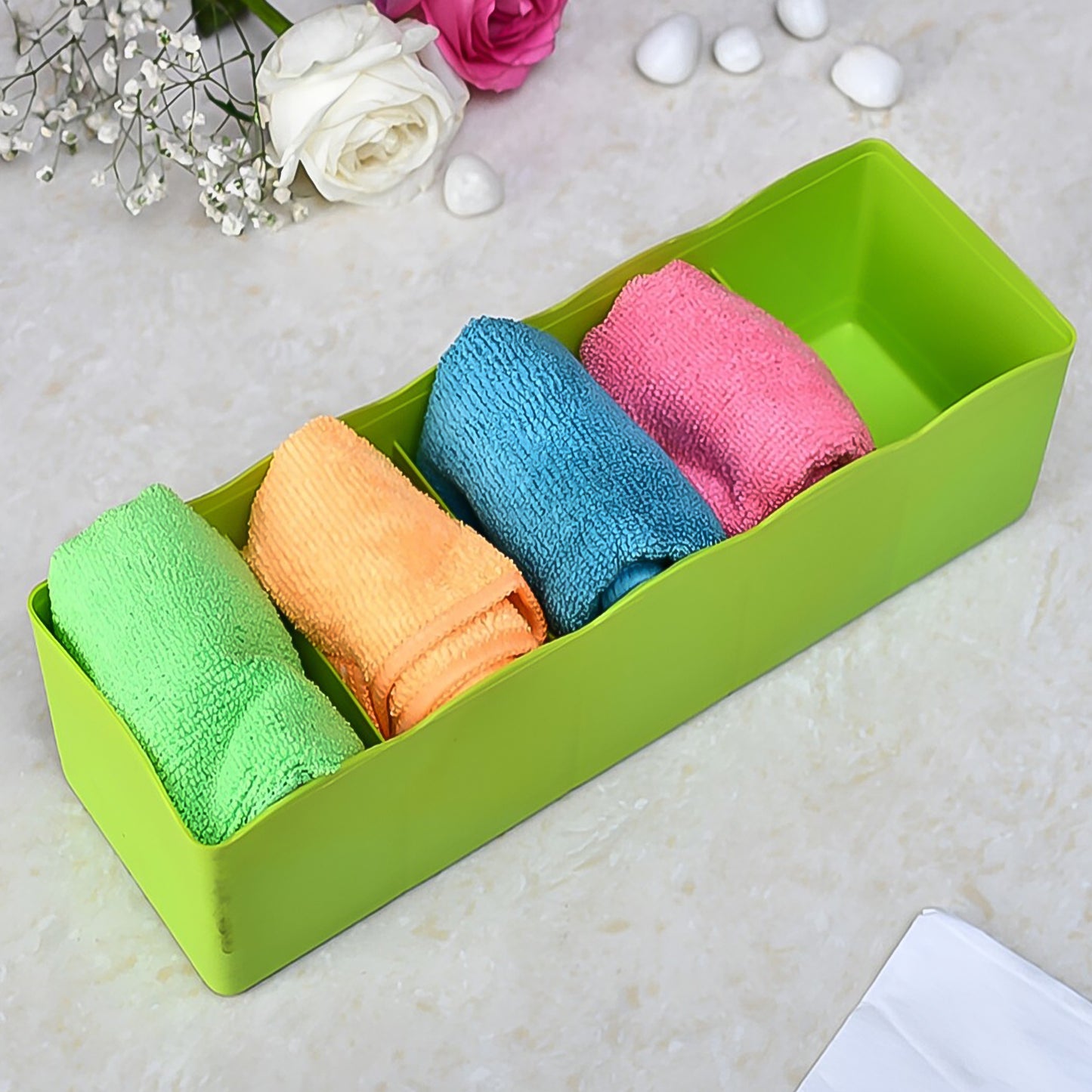 5-Compartment Storage Box for Socks, Handkerchiefs & Underwear – Pack of 4 | Closet Organizer