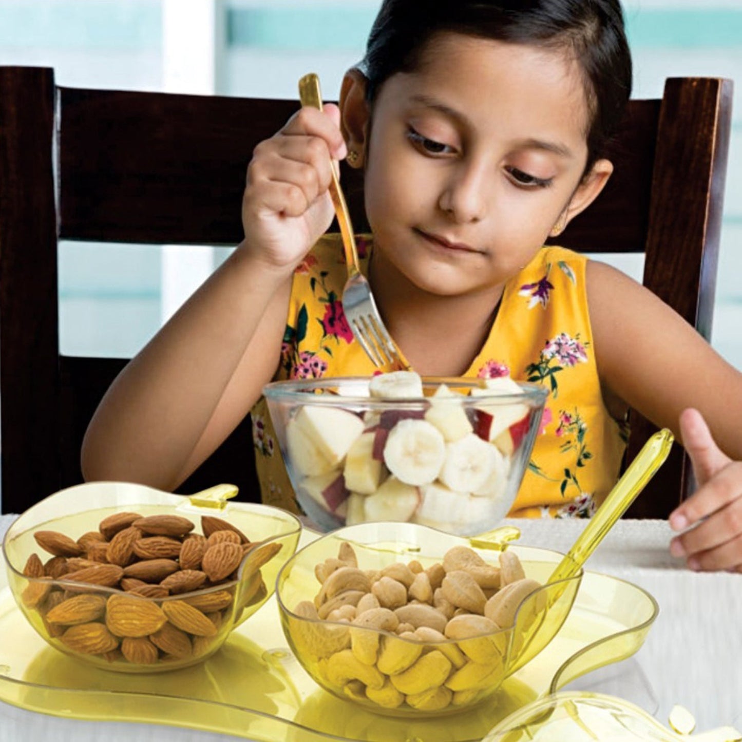 Apple Shape 2 - Piece Serving Bowl Set with Spoon & Tray – Dinnerware for Snacks & Pickles - Chestore