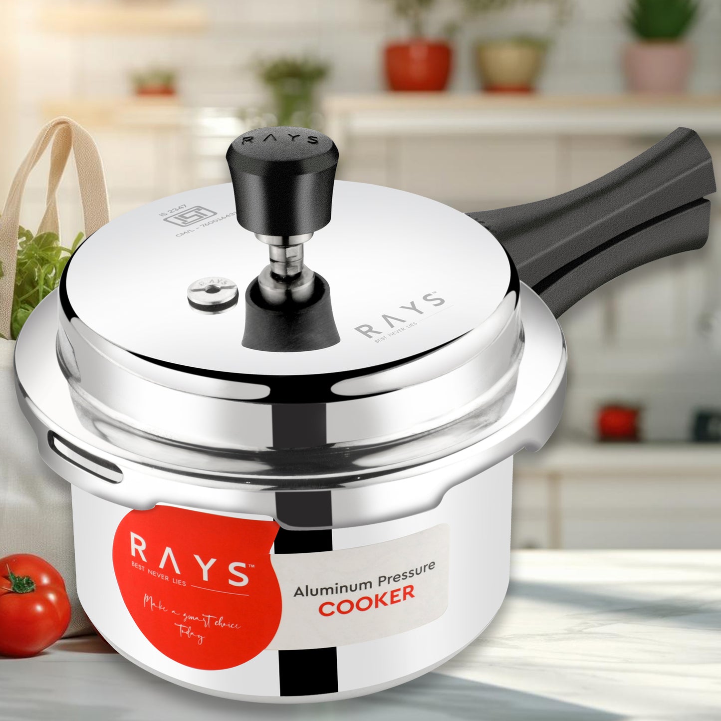 🍳 Aluminium Rays Aura Pressure Cooker – 3.5 Litres (Outer Lid)