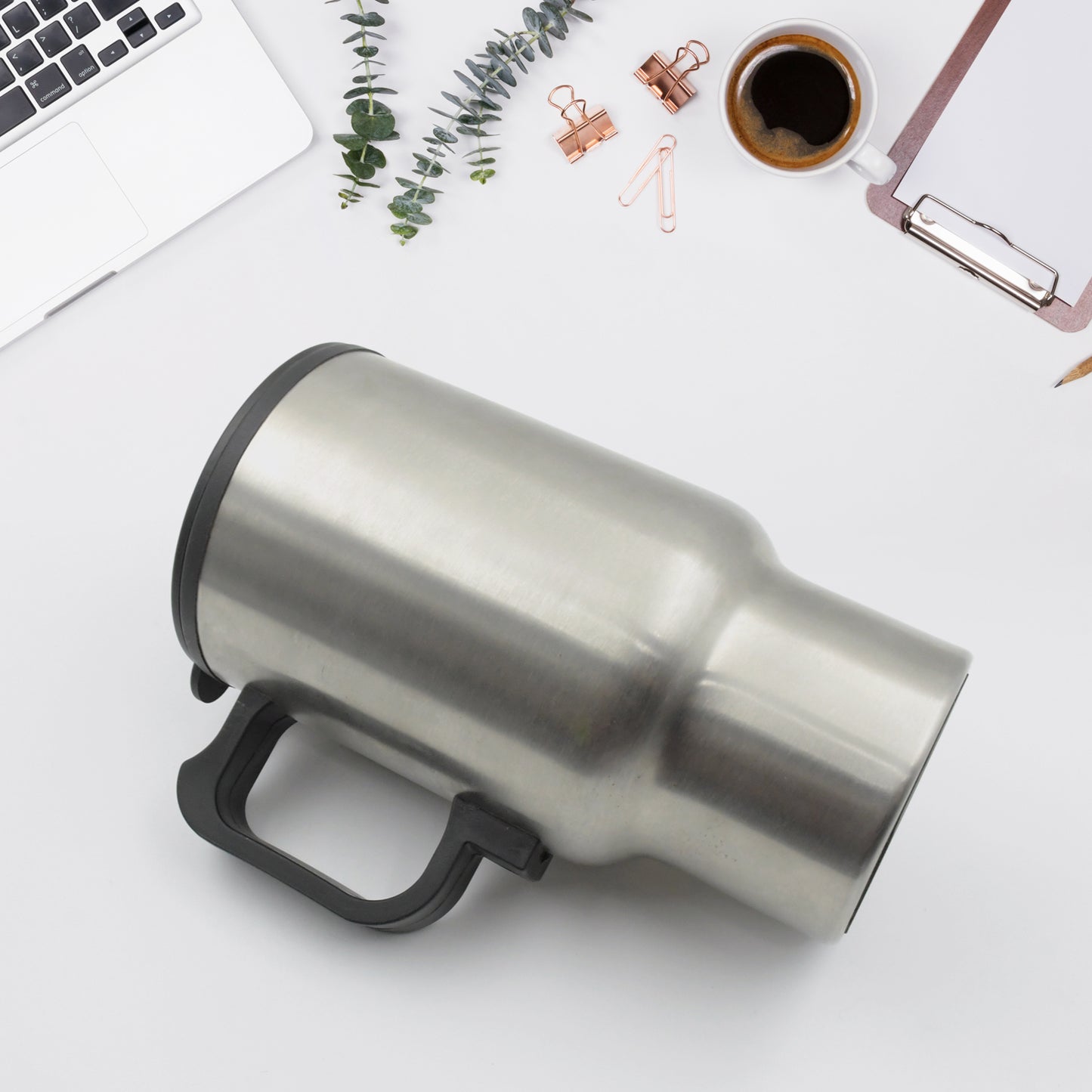 12V Car Charging Electric Kettle Mug (Silver) – Travel Mug for Hot Beverages