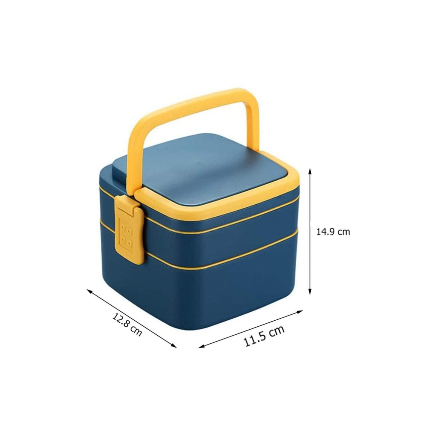 Blue Double - Layer Stackable Lunch Box with Handle & Spoon - Chestore