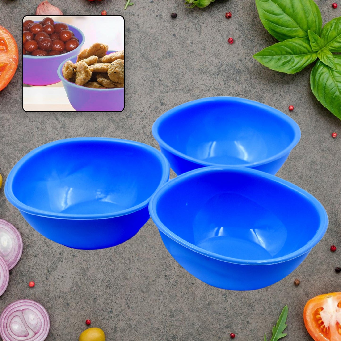BPA - Free Plastic Bowl Set – 3 Pcs, Microwave & Dishwasher Safe - Chestore