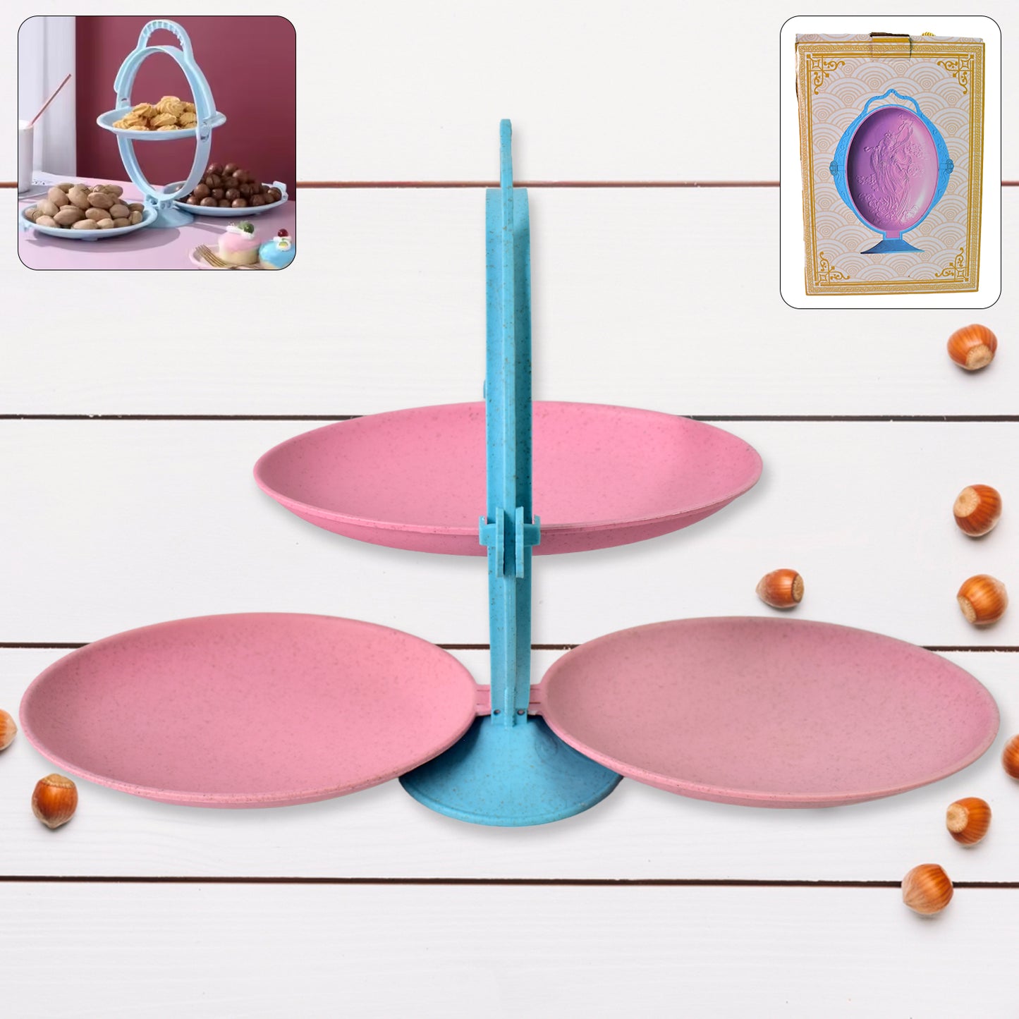 🍬 Foldable Fruit Plate & Candy Dish – Multi-Use Mirror Shape Tray (1 Set)
