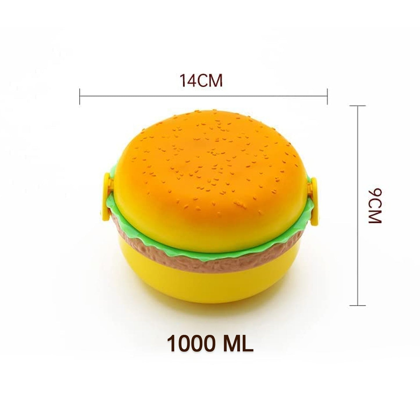 Burger Shape Double Layer Lunch Box – 1000ml with 2 Spoons - Chestore