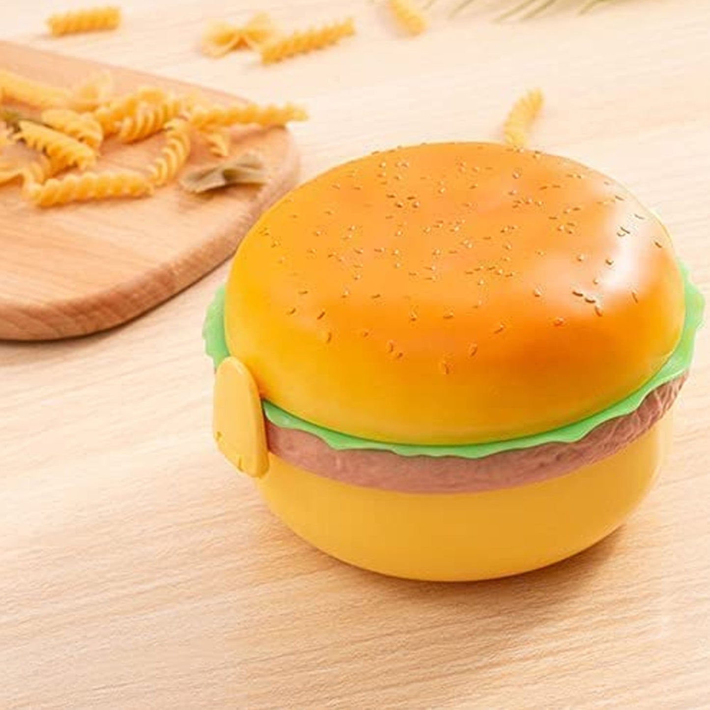 Burger Shape Double Layer Lunch Box – 1000ml with 2 Spoons - Chestore