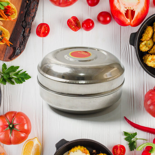 Stainless Steel Round Tiffin Box – Multi-Purpose Lunch Box for Kids & Adults 🎒🍱✨