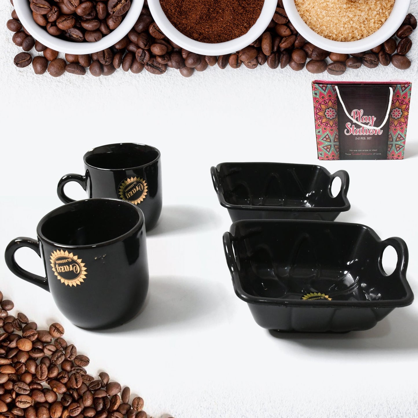 Ceramic Tea Cups Mug Set – 4 Pcs - Elegant Coffee & Tea Mugs - Chestore