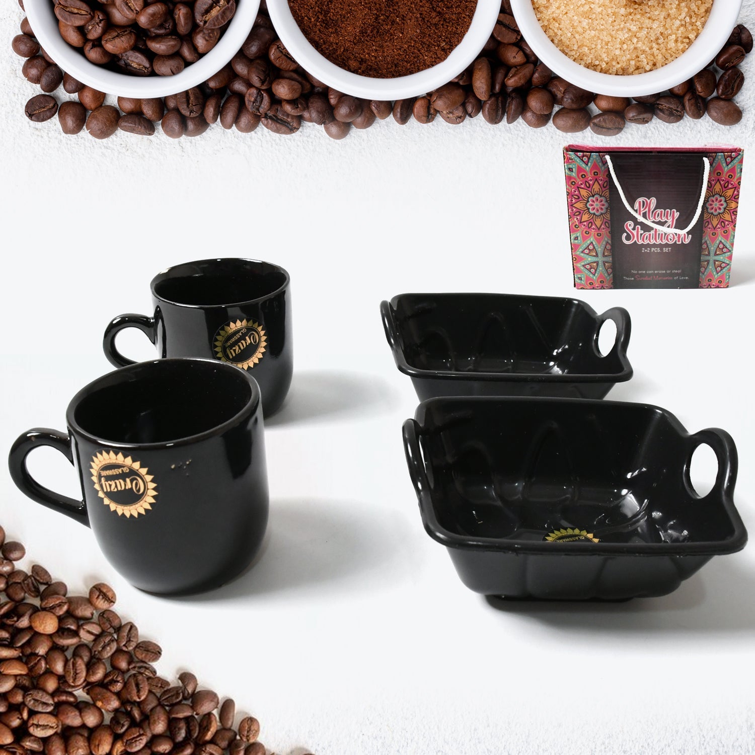 Ceramic Tea Cups Mug Set – 4 Pcs - Elegant Coffee & Tea Mugs - Chestore