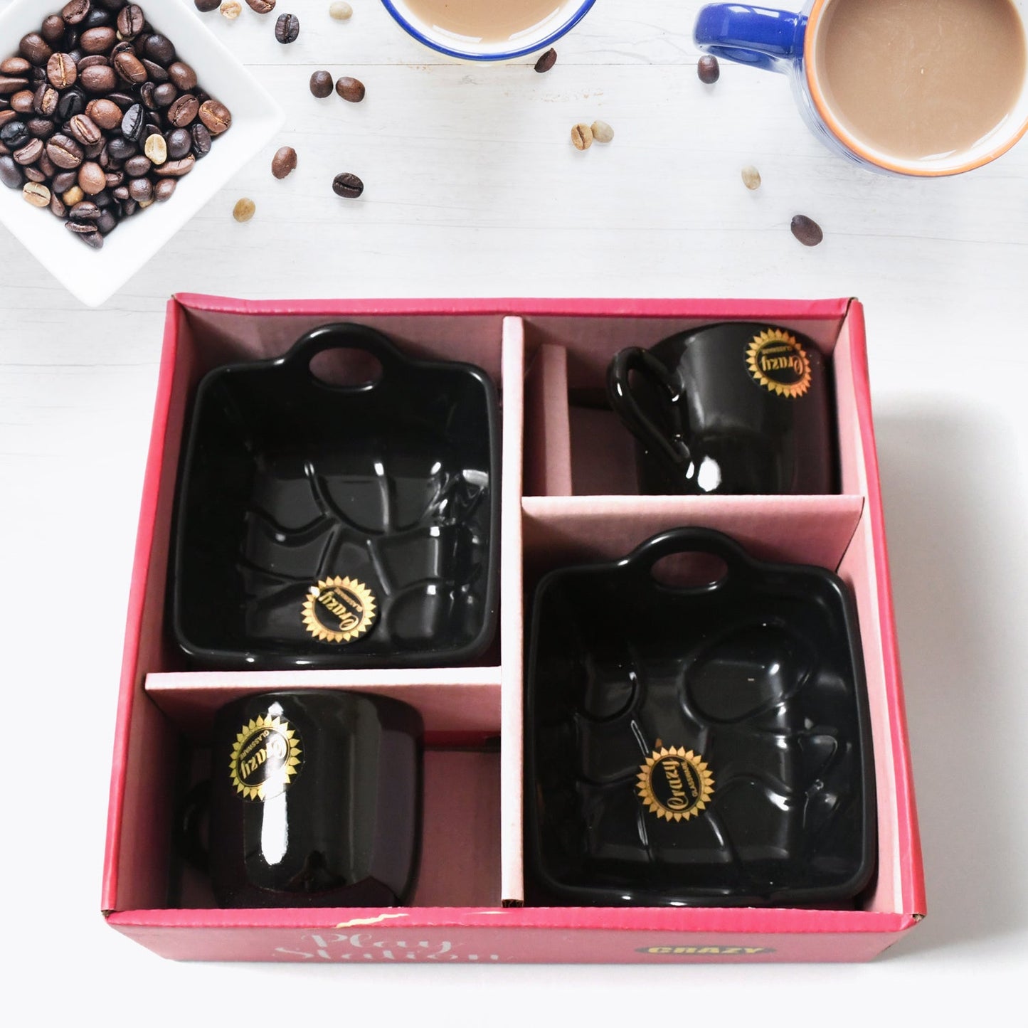 Ceramic Tea Cups Mug Set – 4 Pcs - Elegant Coffee & Tea Mugs - Chestore
