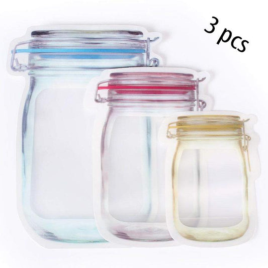 Plastic Transparent Jar-Shaped Stand-Up Pouch with Zipper | Reusable Storage Pouch