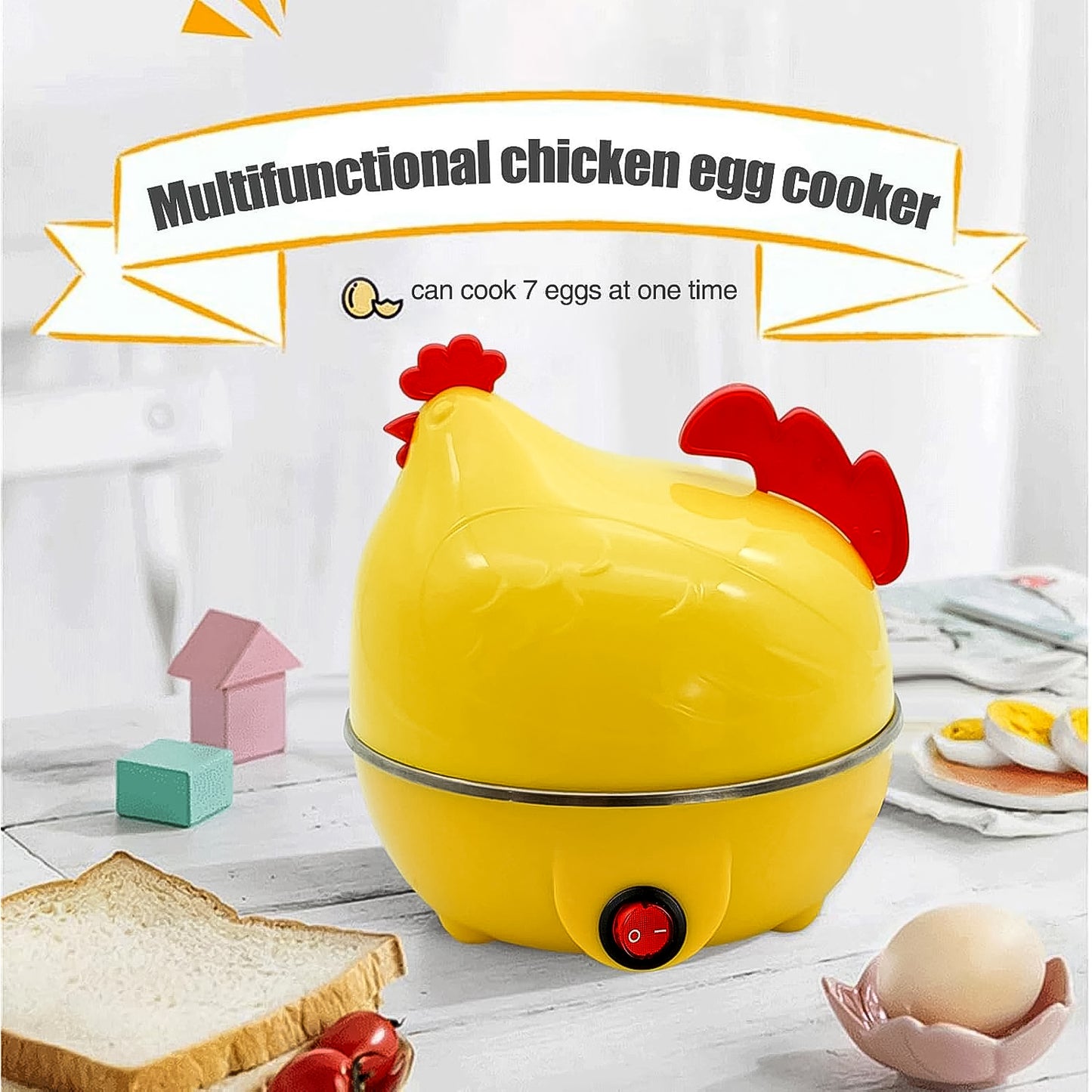 🐣 Electric Egg Boiler – Cute Chicken-Shaped Egg Cooker (1 Pc)