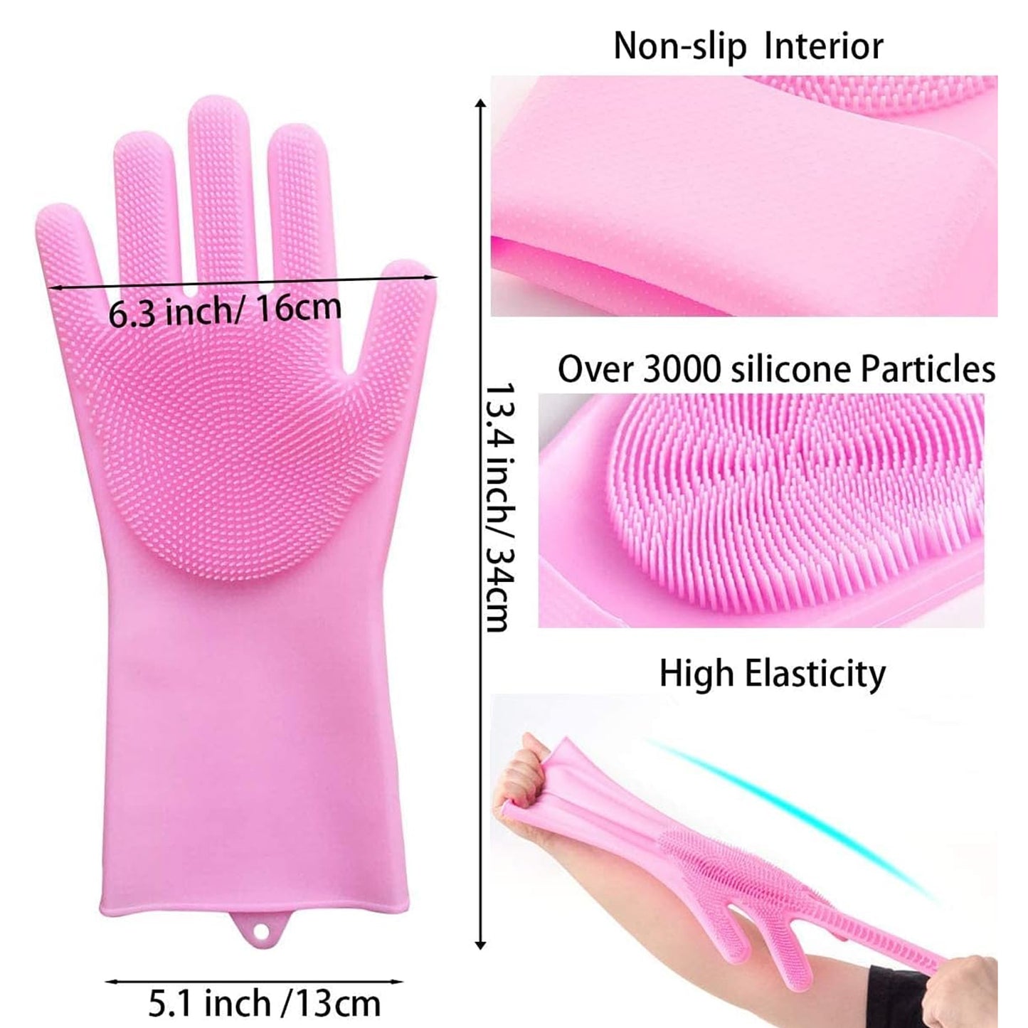Dishwashing Gloves with Scrubber | Reusable Silicone Cleaning Gloves for Kitchen, Bathroom & Pet Grooming