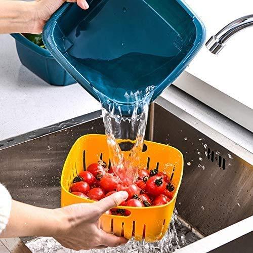 Double - Layer Food Drainer & Washing Basket – Collapsible Strainer & Colander - Chestore