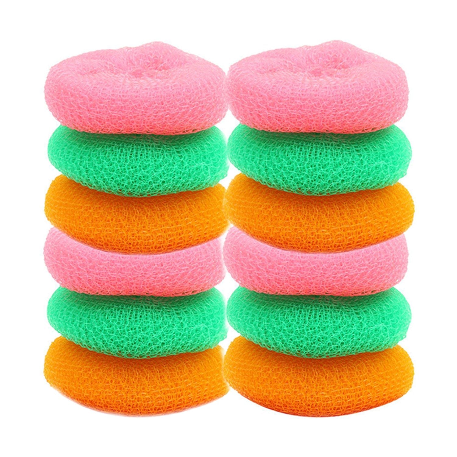 Durable Round Nylon Scrubbers – 12 Pcs Set for Kitchen & Cleaning - Chestore
