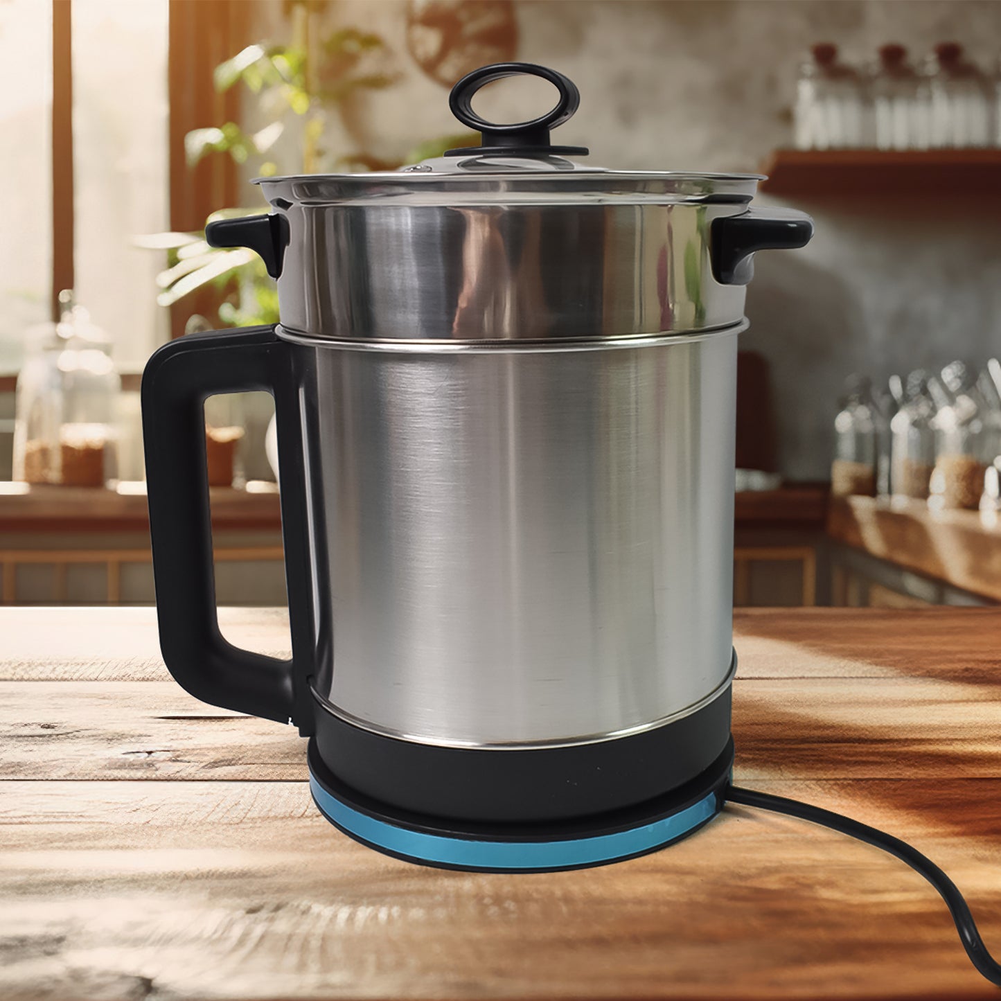 🍲 Stainless Steel Electric Soup Pot with Lid – Multi-Cooker Kettle (800W, 2.5L)