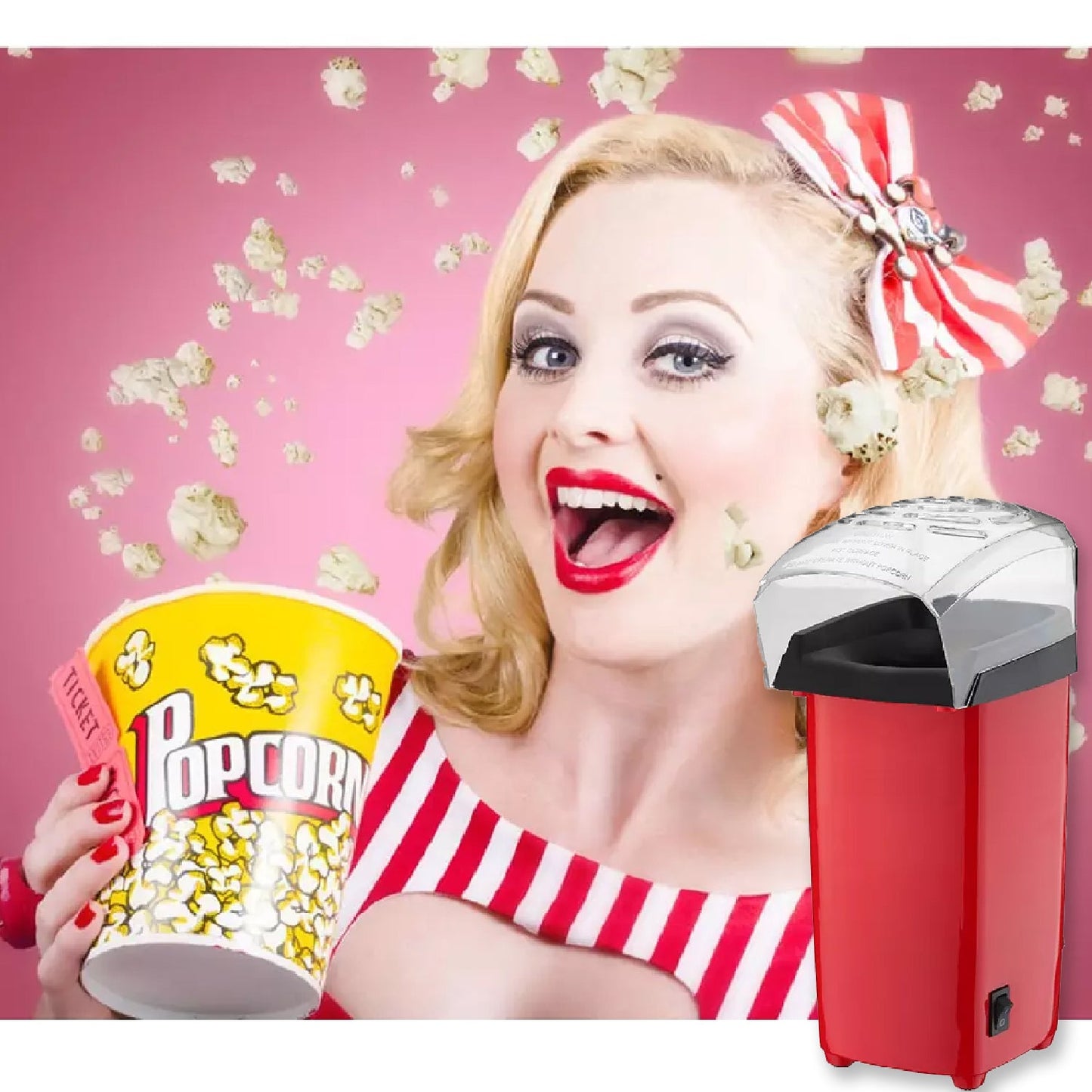 Electric Popcorn Maker Machine – Hot Air Popper for Healthy Homemade Snacks - Chestore