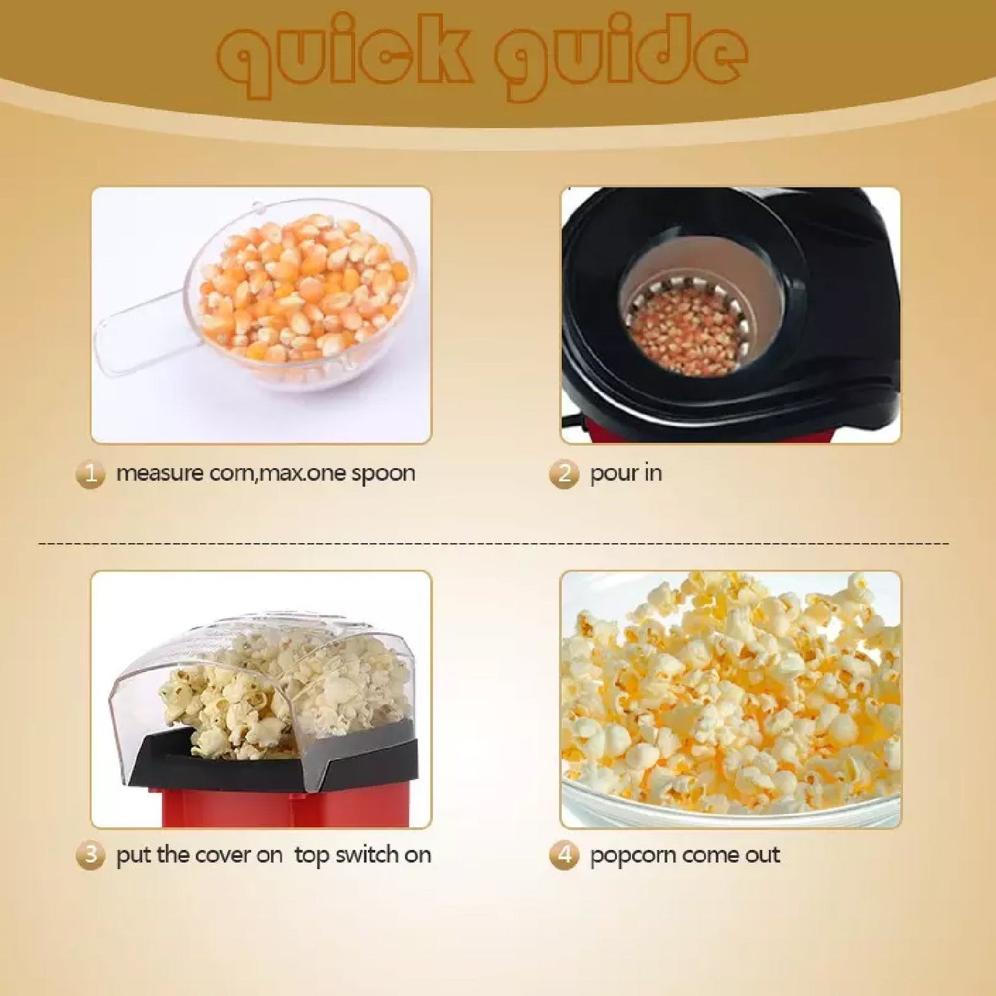 Electric Popcorn Maker Machine – Hot Air Popper for Healthy Homemade Snacks - Chestore