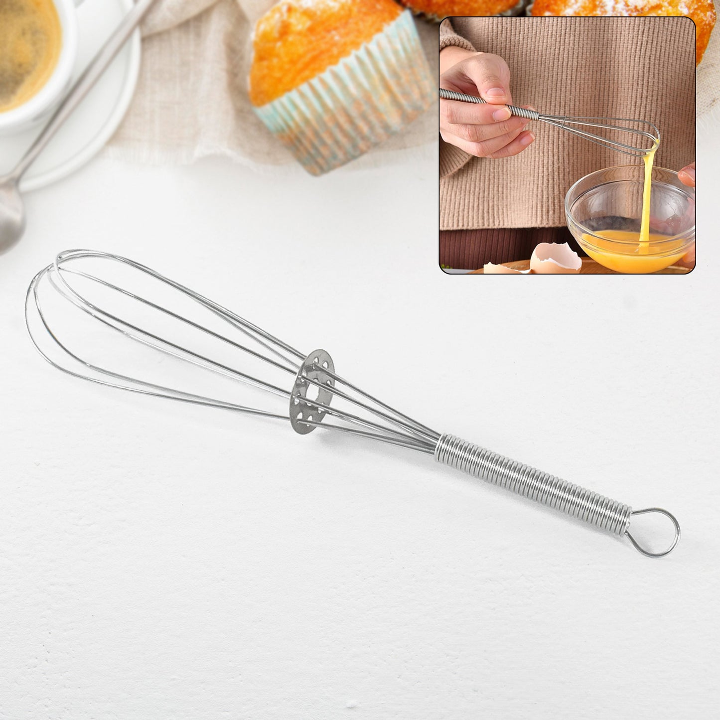 Stainless Steel Kitchen Whisk – 16cm Durable & Ergonomic Mixer 🍳✨