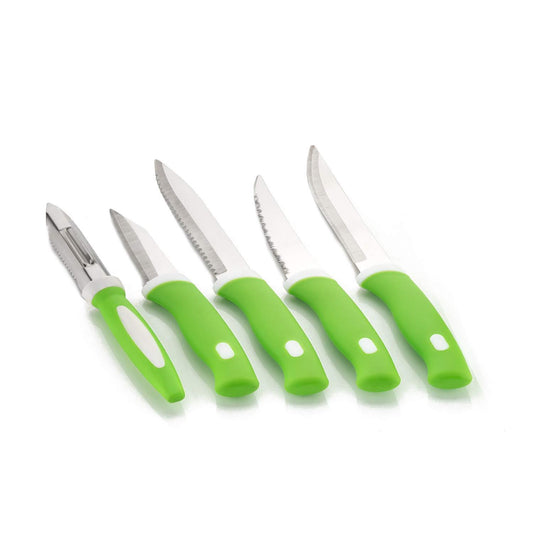 Stainless Steel Knife & Peeler Set with Stand – 6-Piece Kitchen Essential