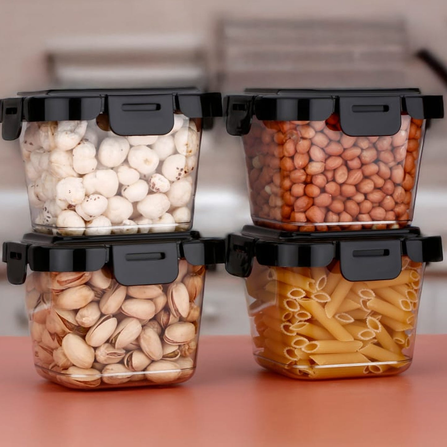 🥡 Plastic Food Storage Containers with Lid – 4 Pcs Set (500 ml)