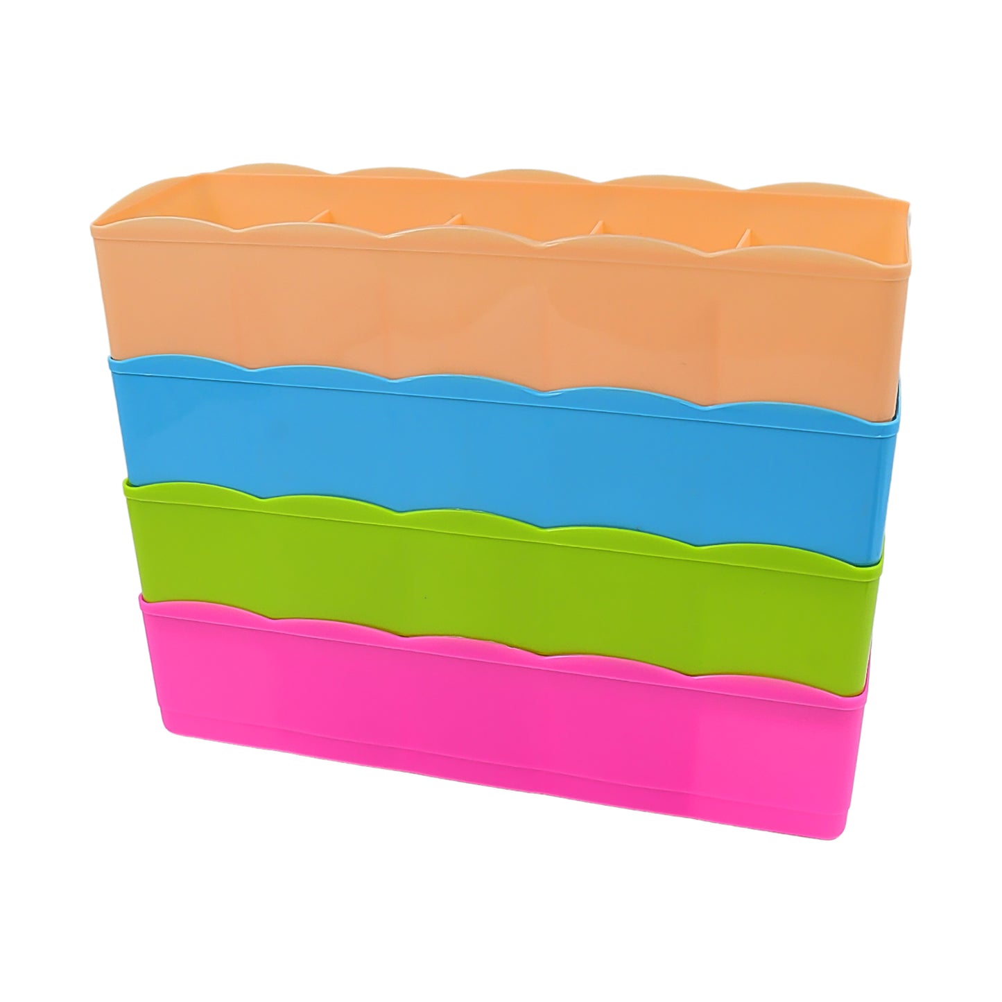5-Compartment Storage Box for Socks, Handkerchiefs & Underwear – Pack of 4 | Closet Organizer