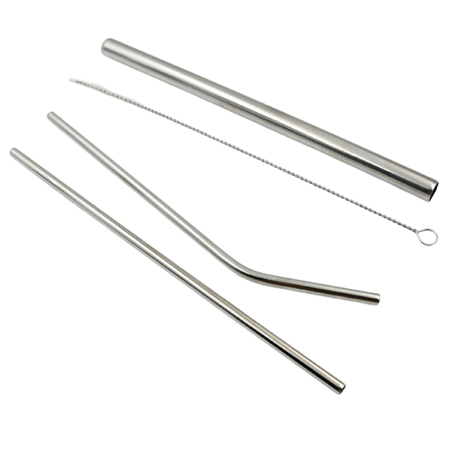 Reusable Stainless Steel Straws Set – 4 PCS Metal Drinking Straws with Travel Case & Cleaning Brush (Eco-Friendly)