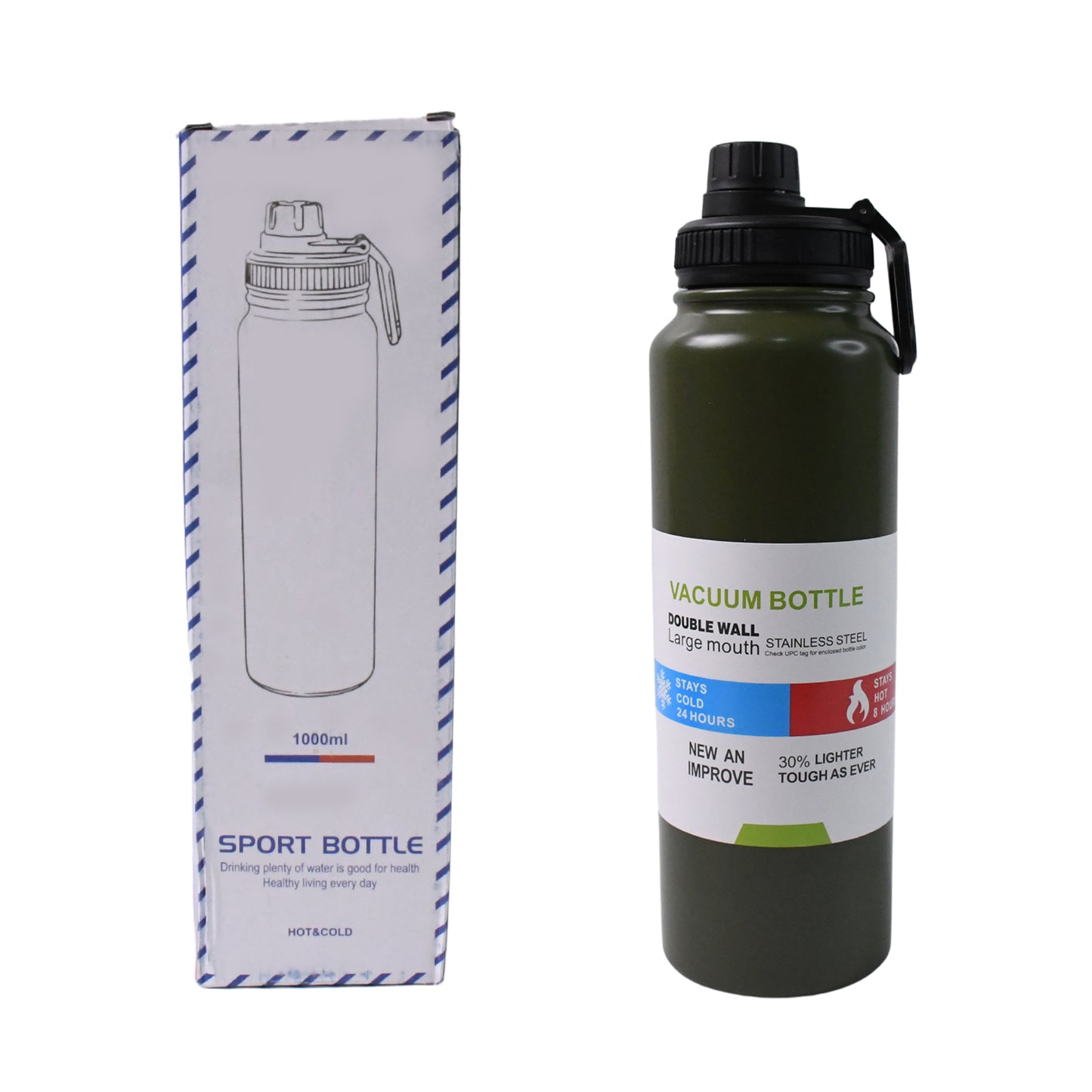 1000ml Stainless Steel Double Wall Vacuum Insulated Water Bottle – Mix Color