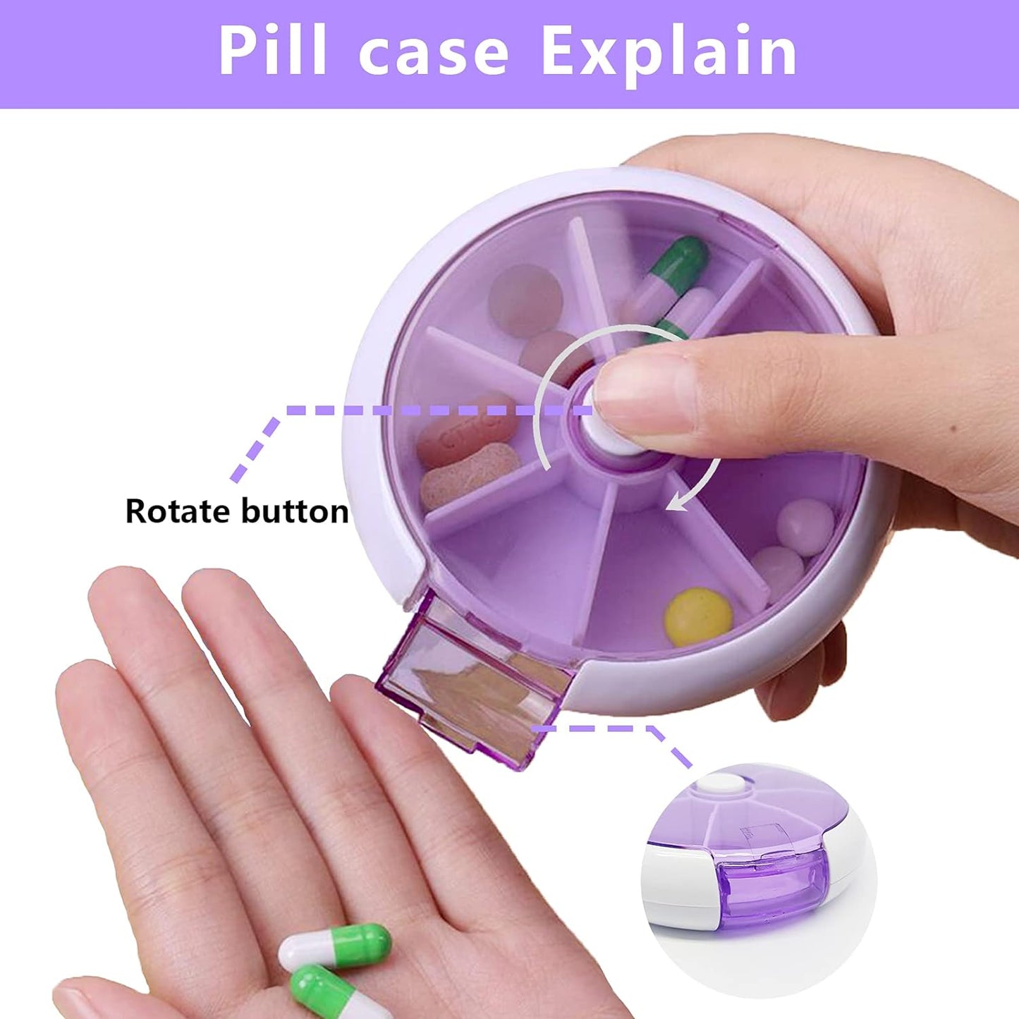 7-Day Rotating Pill Organizer – Cute Fruit Style Weekly Medicine Box with 7 Grids