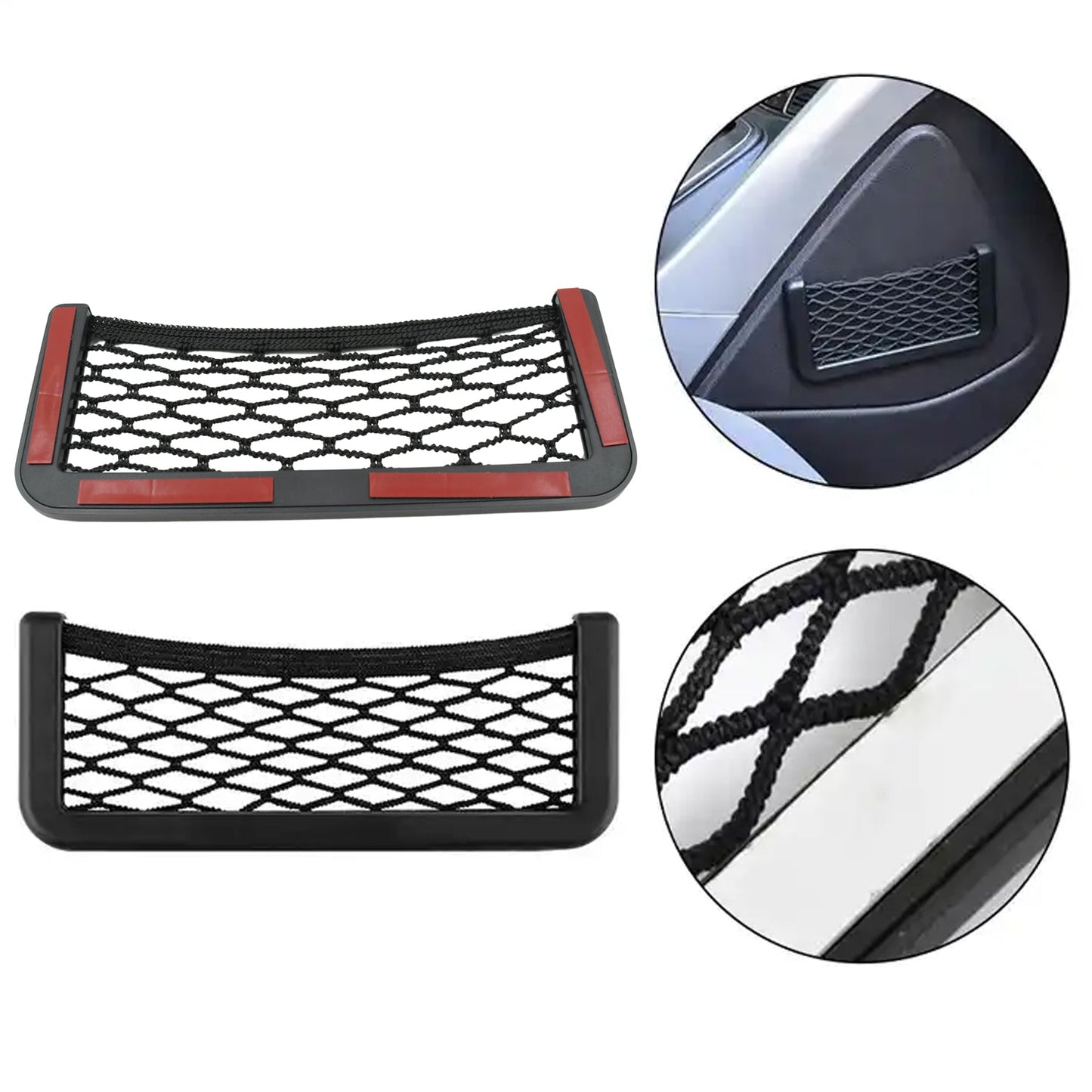 Car Side Seat Storage Net Organizer – Stick-On Mesh Pocket for Phone, Purse & More 🚗📱👜