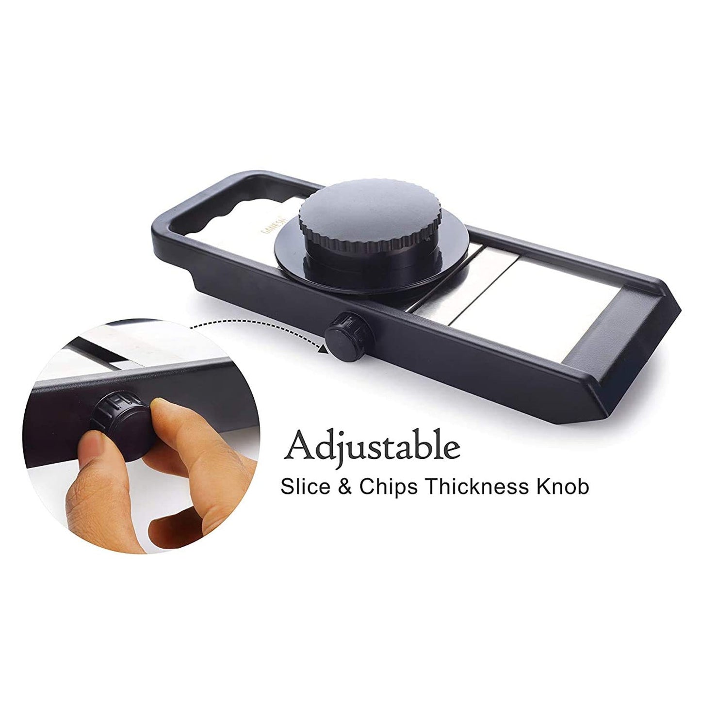 Ganesh Adjustable Plastic Slicer – 1 Pc (Black/Silver) - Chestore