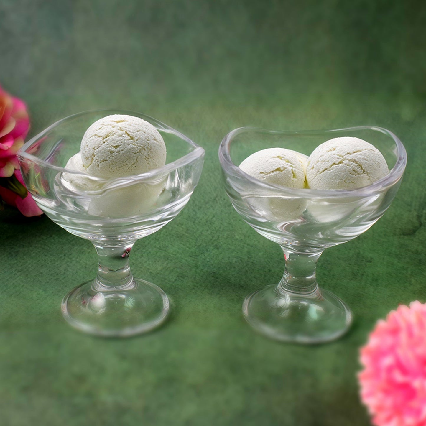 Glass Footed Dessert Bowl & Ice Cream Cup – 2 Pcs Set - Elegant Serveware - Chestore