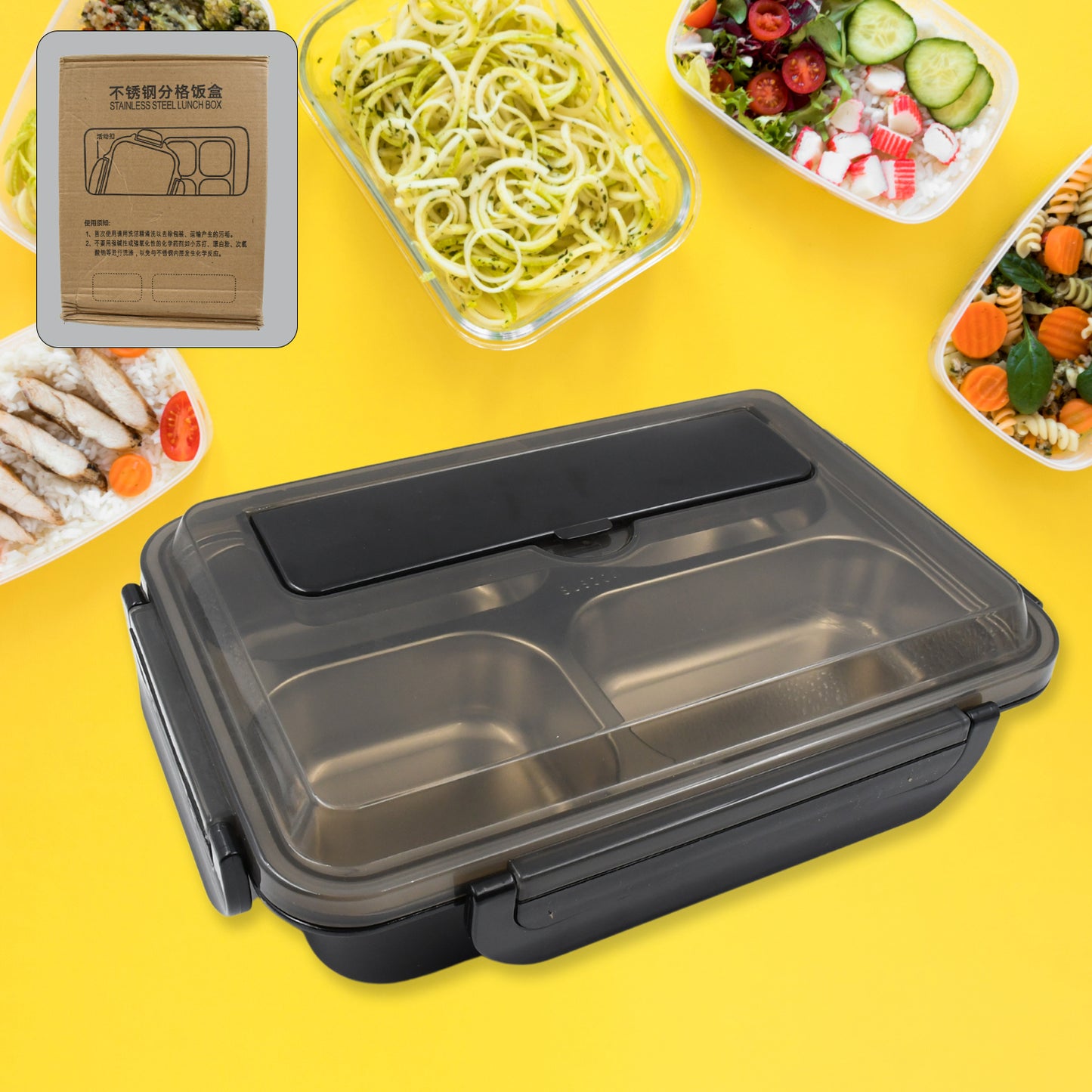 4-Compartment Insulated Stainless Steel Lunch Box | Tiffin Box for School, Office, Kids & Adults