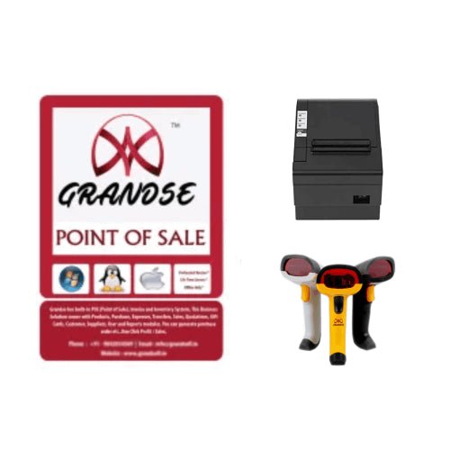 Grandse Billing Software Bundle with Barcode Scanner & 80mm Thermal Printer - Chestore