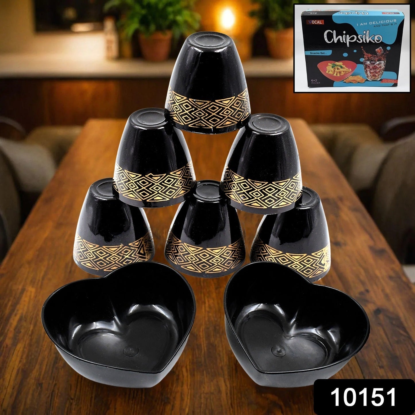 8-Piece Snack Serving Set – 2 Bowls & 6 Glasses for Elegant Dining