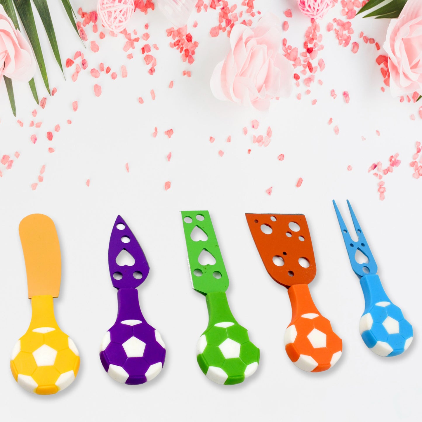 Football-Themed Cheese Knife Set – 5-Piece Stainless Steel Cheese Cutter Set