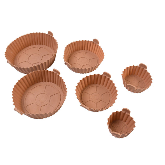 Air Fryer Reusable Silicone Pot – 6-Piece Non-Stick Baking Tray with Handles