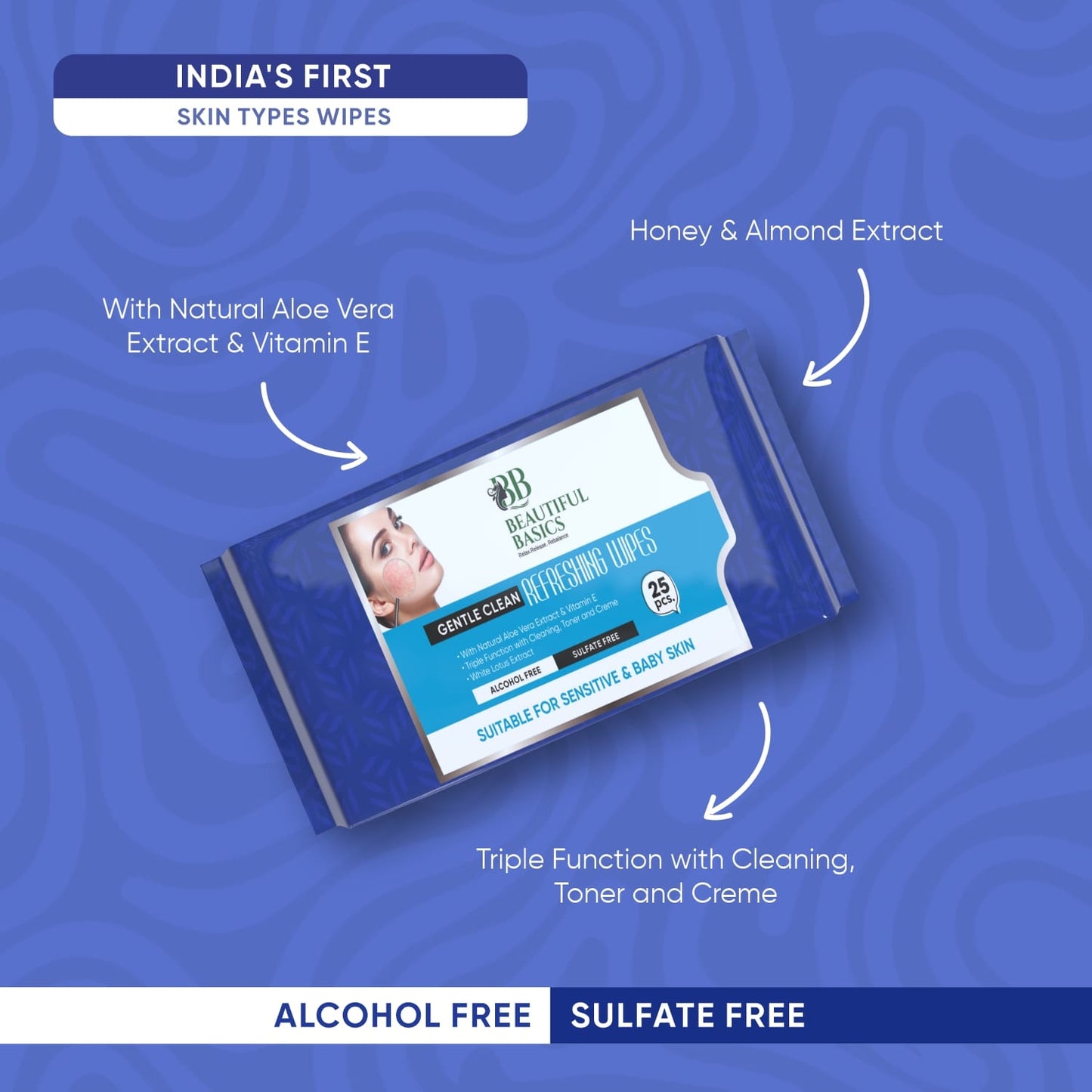 Refreshing Facial Wet Wipes – Alcohol-Free, Hydrating & pH-Balanced with Fruit Extracts – 25 Wipes