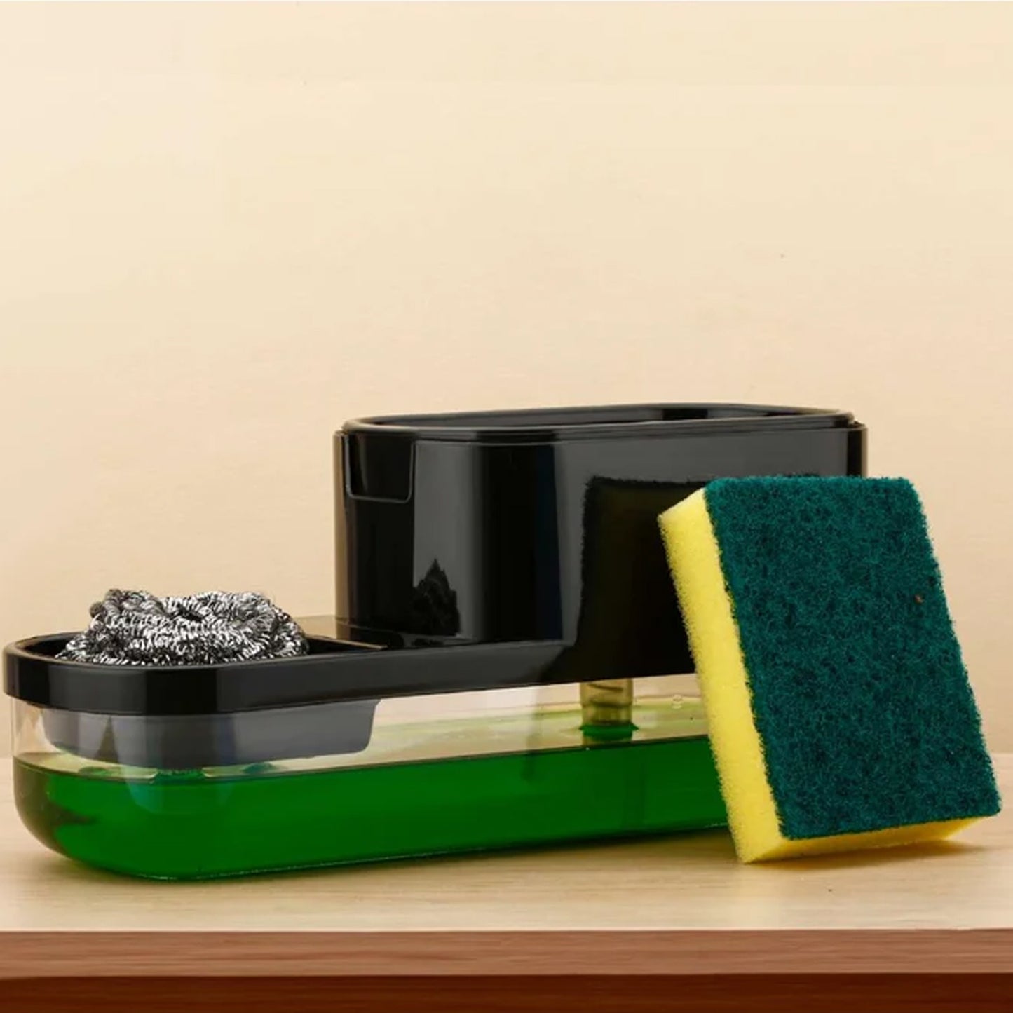 🧽 2-in-1 Dish Soap Dispenser with Sponge Holder – Plastic (1 Set)