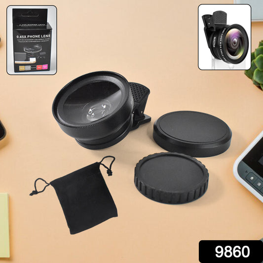 0.45X Wide Angle External Phone Camera Lens – Clip-On Smartphone Lens with Color Box