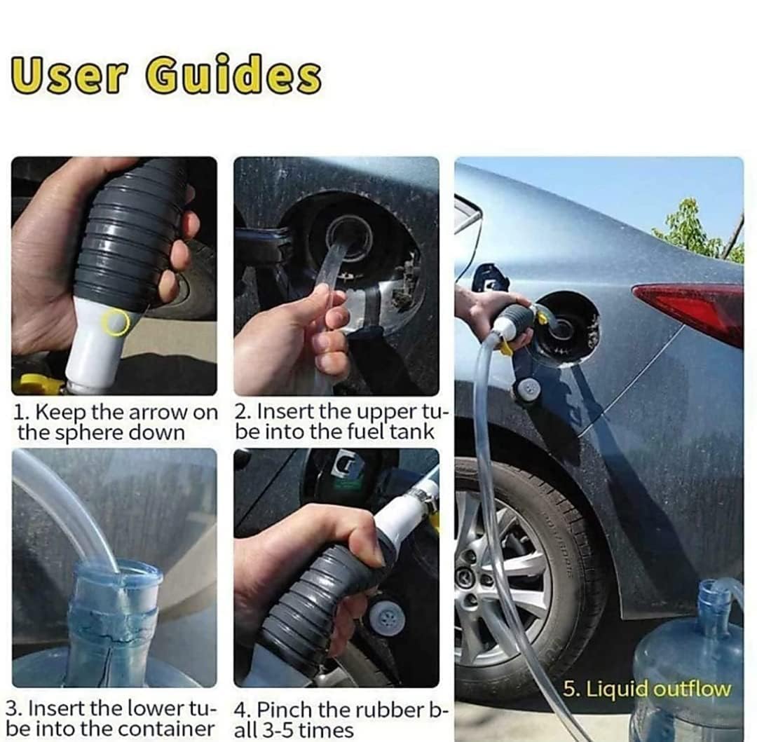 High-Flow Fuel Transfer Pump Kit – Manual Siphon Pump for Gas, Diesel & More