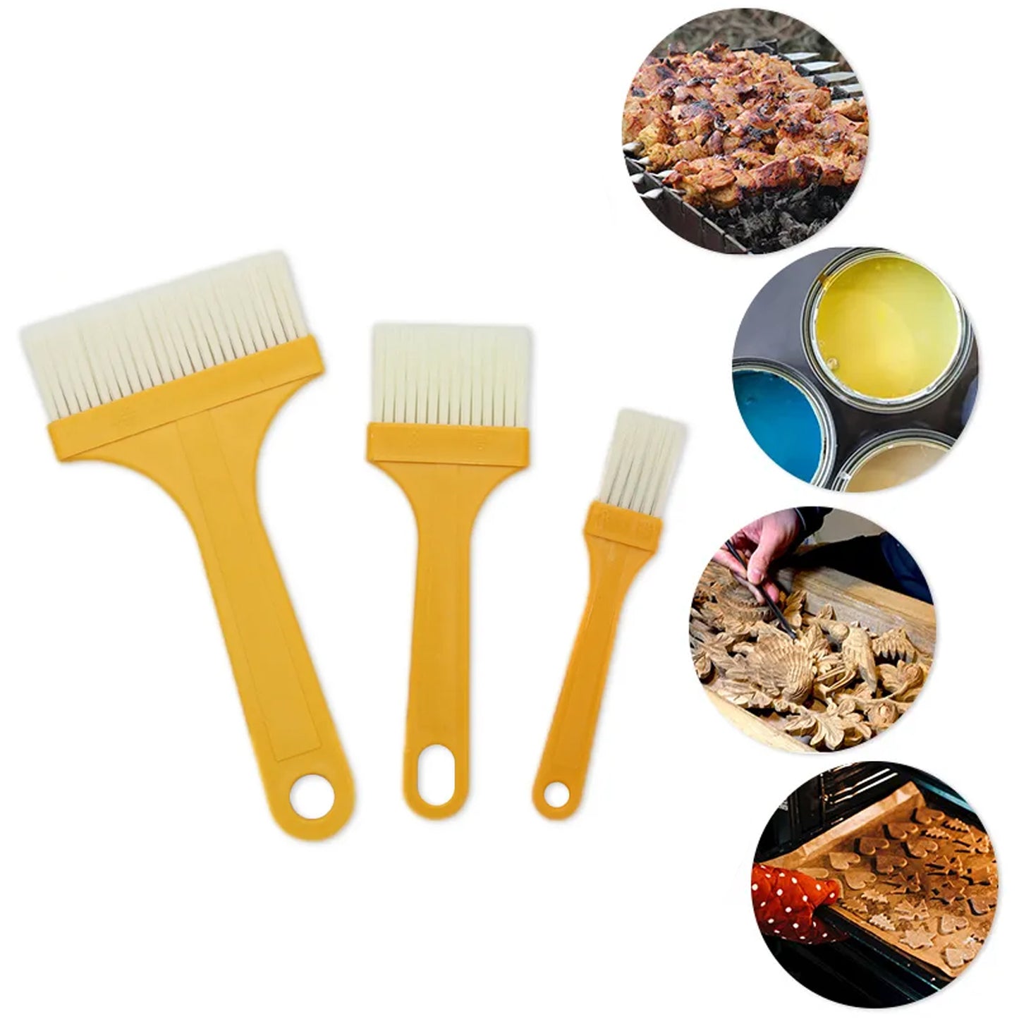 🍗 Multifunction Basting & Pastry Brush Set – 3 Pcs
