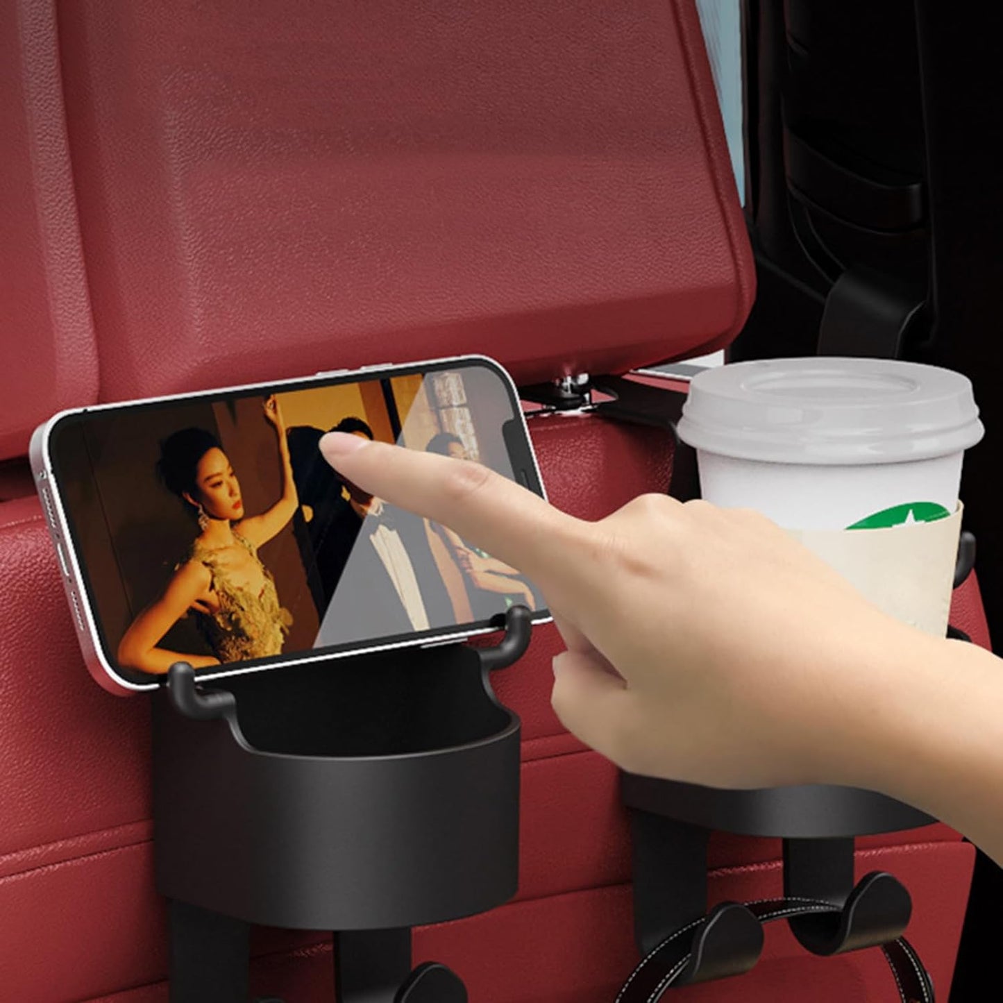 3-in-1 Car Headrest Backseat Organizer – Cupholder, Phone Holder & Hooks 🚗