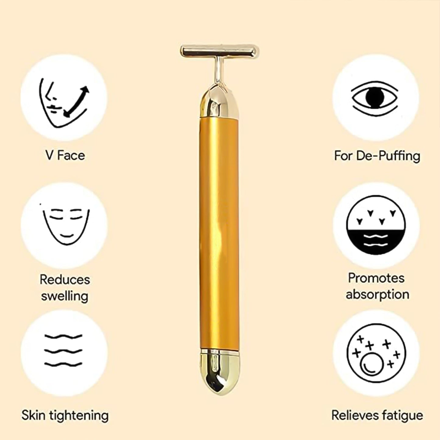 Golden Energy Face Massager – 24K Vibrating Beauty Bar for Firm, Glowing Skin
