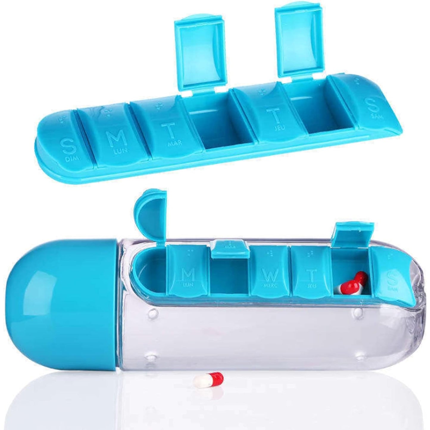600ml Water Bottle with Built-In Pill Organizer – Perfect for Travel & Daily Use