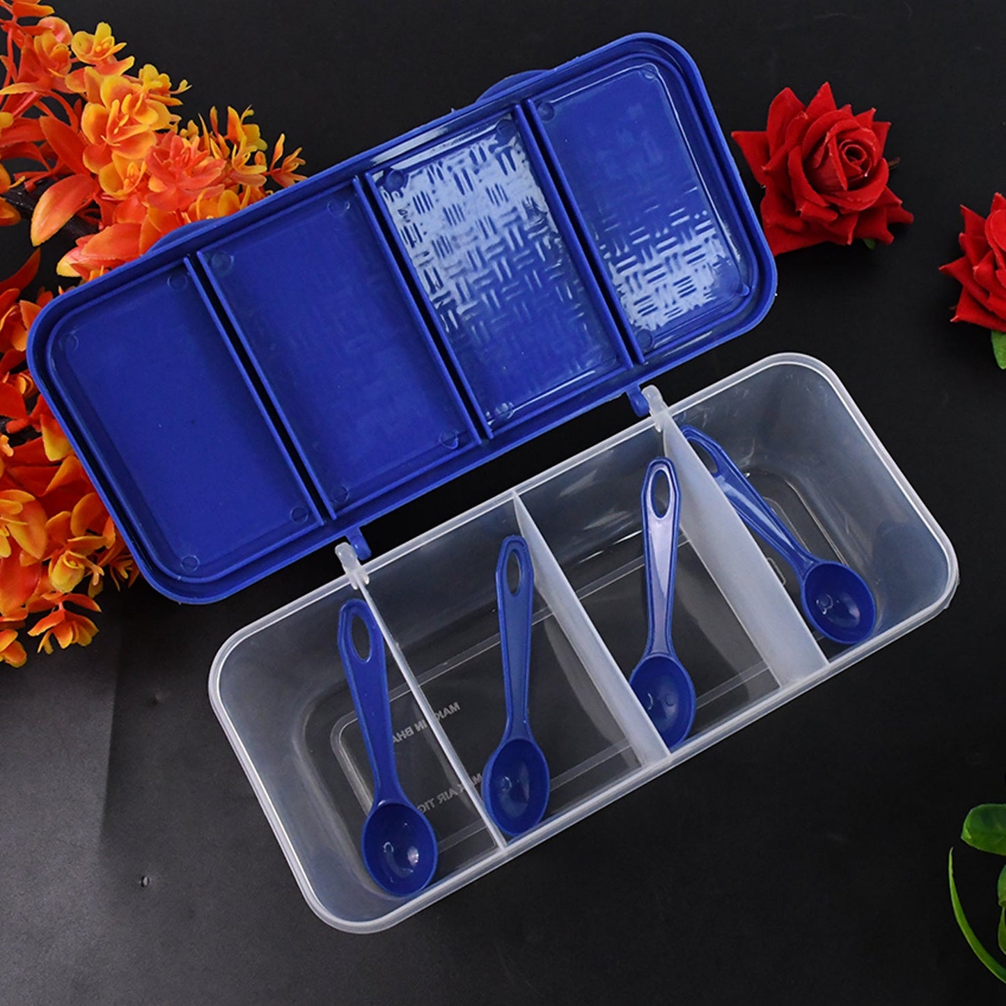 Kitchen Multipurpose Air - tight 4 Sections Storage Containers Masala Box (1 Set) - Chestore