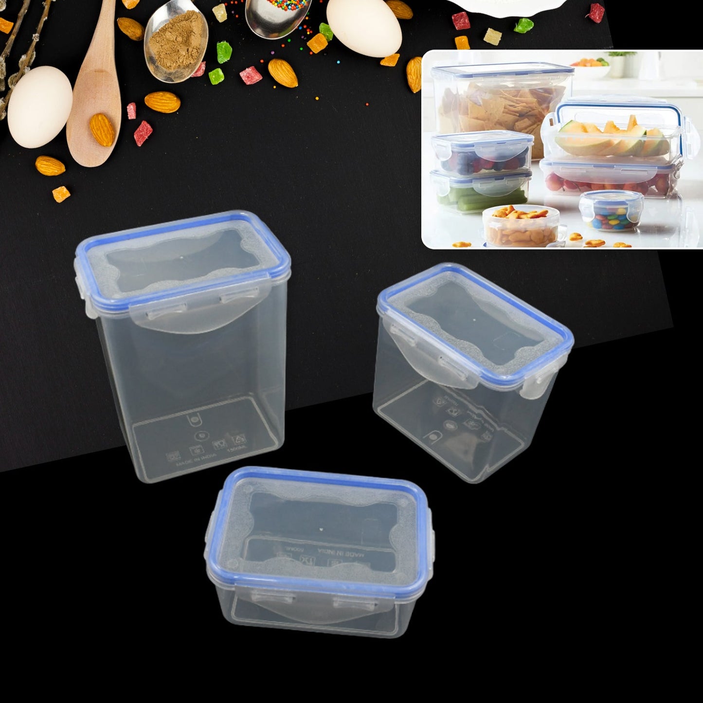 Kitchen Storage Container Set – 3 - Piece Airtight & Food - Grade - Chestore