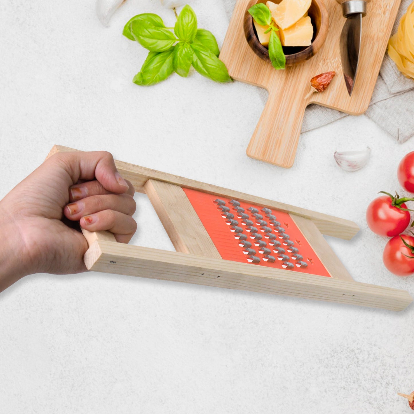 Wooden Cucumber & Vegetable Slicer – Handheld Shredder & Grater for Salads