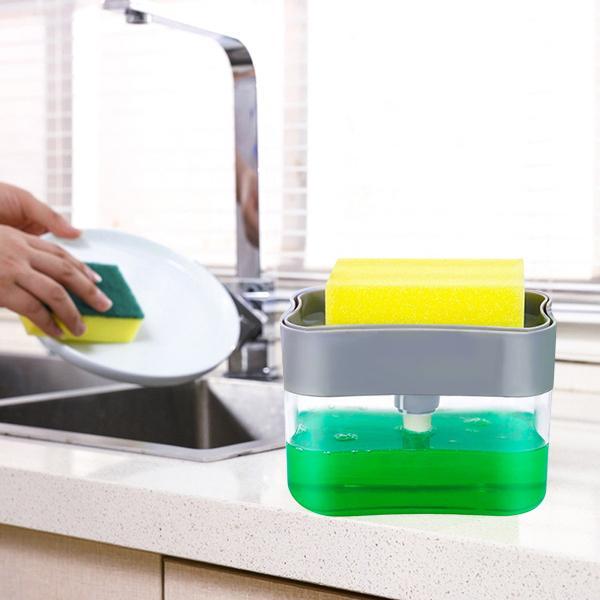 Liquid Soap Dispenser with Sponge Holder - Pet Cleaning Essentials - Chestore